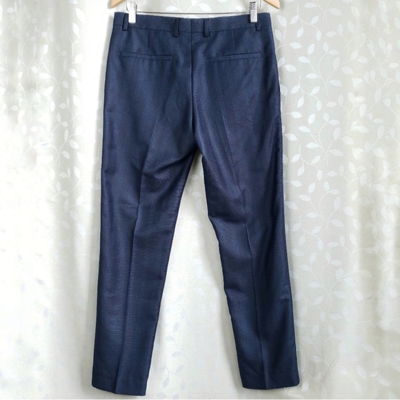 Zara Man Blue Subtle Plaid Slim Fit Dress Pants - Picture 3 of 3